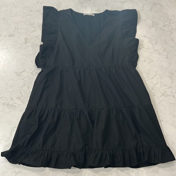 Abercrombie & Fitch Flutter Sleeve Tiered Mini Dress Black XXLT Plus Pockets - Picture 8 of 16